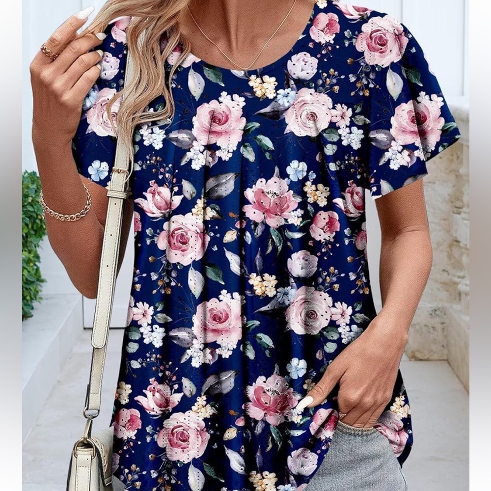 Floral Navy Blue Women's Top